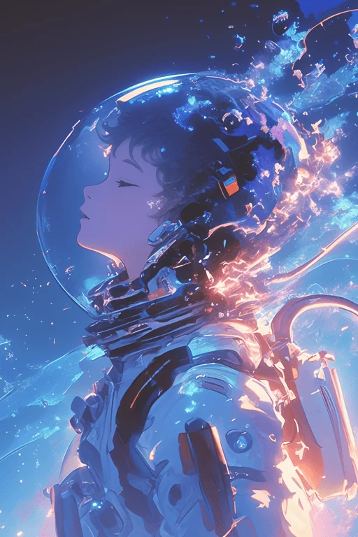 Маленький Мальчик в Космическом Костюме, Смотрящий в Небо