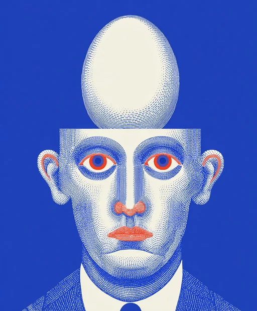 Артист на улице, балансирующий с мячом и яйцом синей тушью