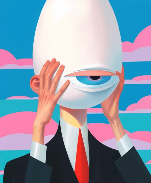 Артист на улице, балансирующий с мячом и яйцом синей тушью