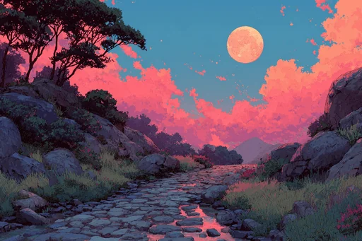 Розовые закатные облака над горным хребтом