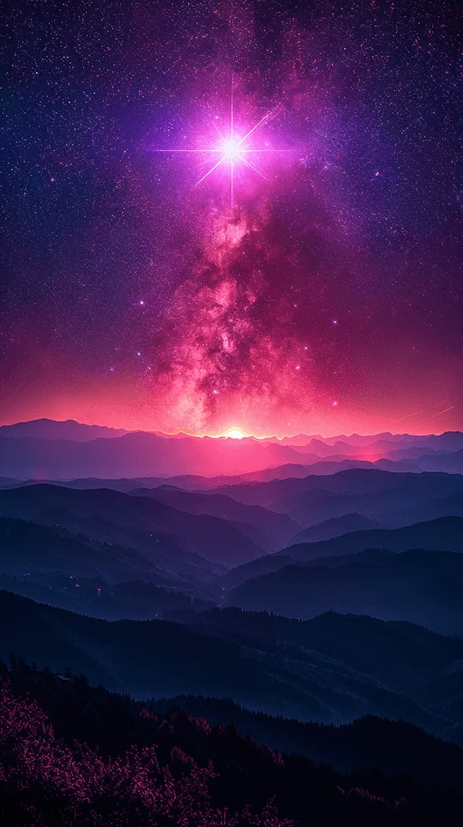 Лучезарная Полярная Звезда над силуэтами испанских гор