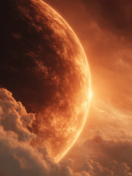 Золотисто-оранжевая планета на рассвете