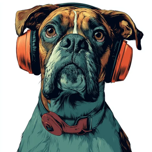 Бишон Фризе в розовых наушниках