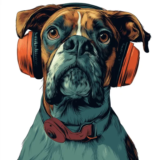 Бишон Фризе в розовых наушниках