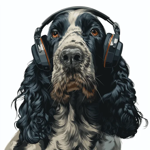 Бишон Фризе в розовых наушниках