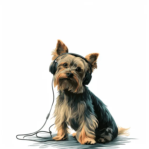 Бишон Фризе в розовых наушниках