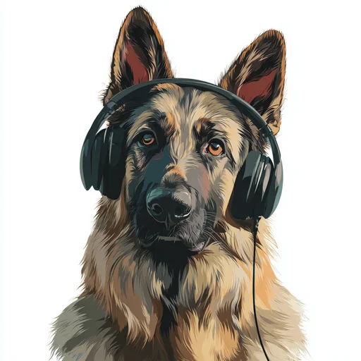 Бишон Фризе в розовых наушниках