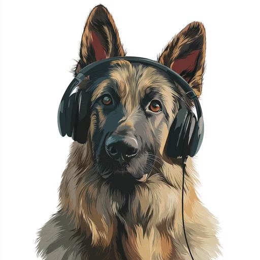 Бишон Фризе в розовых наушниках