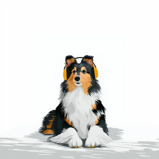 Бишон Фризе в розовых наушниках