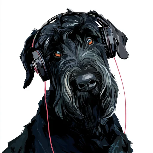 Бишон Фризе в розовых наушниках