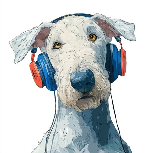 Бишон Фризе в розовых наушниках