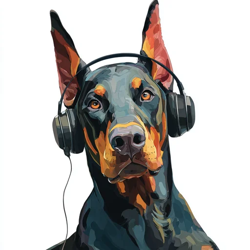 Бишон Фризе в розовых наушниках