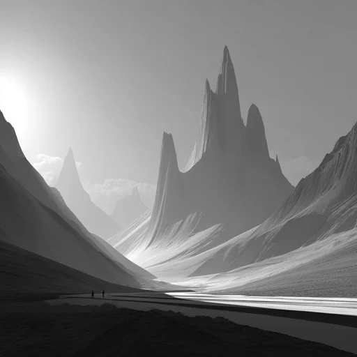 Монотонная подземная пустыня с высокими горами