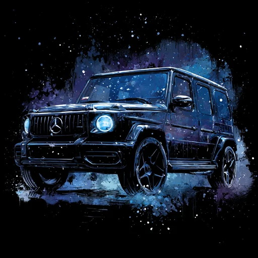 Цифровое искусство чёрного внедорожника Mercedes-Benz G-Class