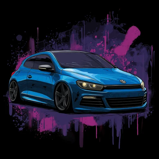 Иллюстрация синего Volkswagen Scirocco