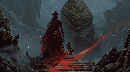 Киберпанковский портрет на красном фоне