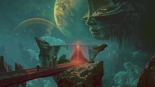 Киберпанковский портрет на красном фоне