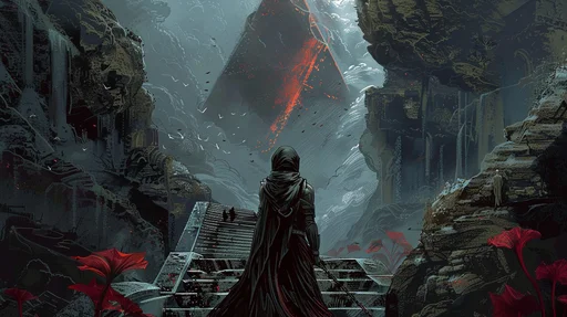 Киберпанковский портрет на красном фоне