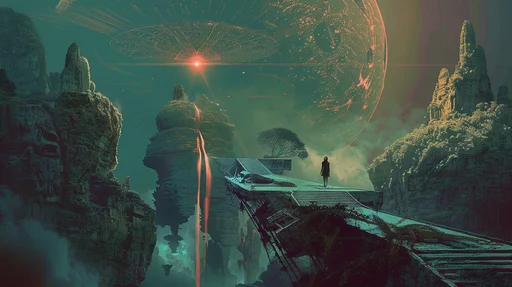 Киберпанковский портрет на красном фоне