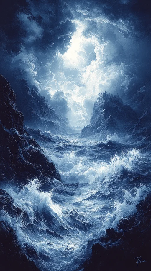 Драматическое столкновение океана с изрезанными утёсами