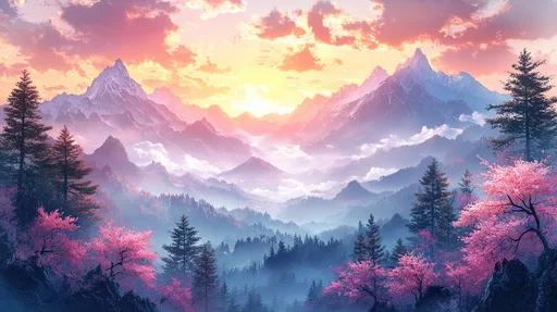 Умиротворяющие Альпийские Горы в Золотой Час